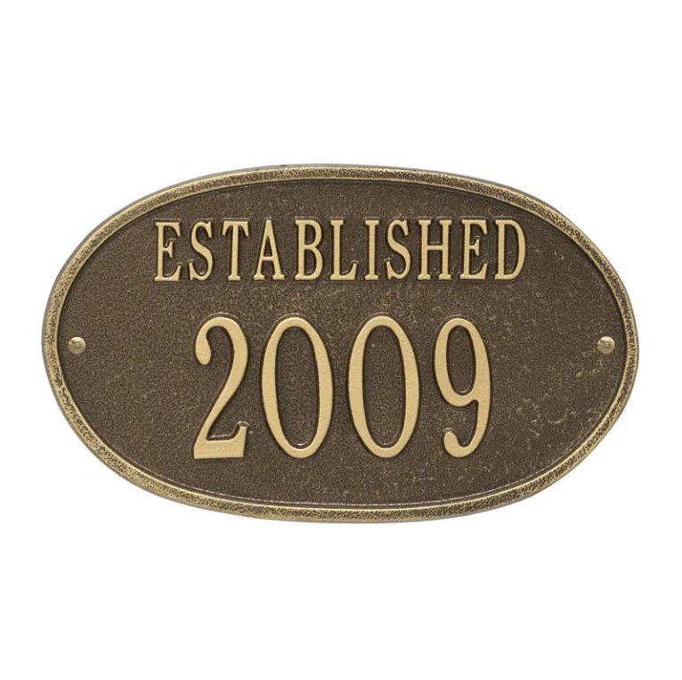 Whitehall 1031 Standard Wall Established Date Plaque in Antique Brass