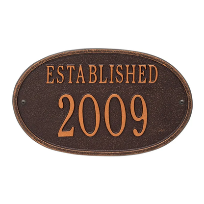 Whitehall 1031 Standard Wall Established Date Plaque in Antique Copper