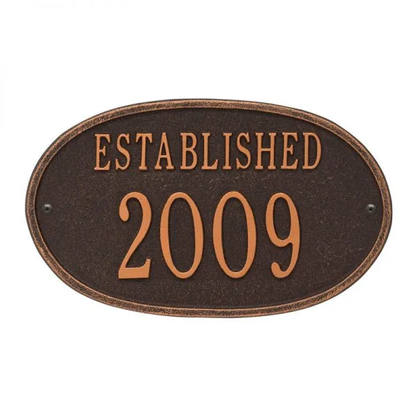 Whitehall 1031 Standard Wall Established Date Plaque in Oil Rubbed Bronze