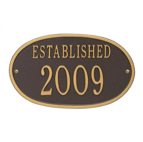 Whitehall 1031 Standard Wall Established Date Plaque in Bronze and Gold
