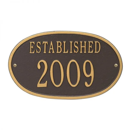 Whitehall 1031 Standard Wall Established Date Plaque in Bronze and Gold