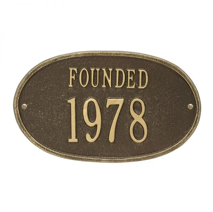 Whitehall 1032 Standard Wall Founded Date Plaque in Antique Brass