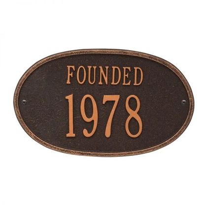 Whitehall 1032 Standard Wall Founded Date Plaque in Oil Rubbed Bronze