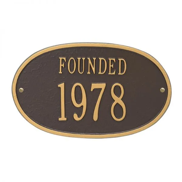 Whitehall 1032 Standard Wall Founded Date Plaque in Bronze and Gold
