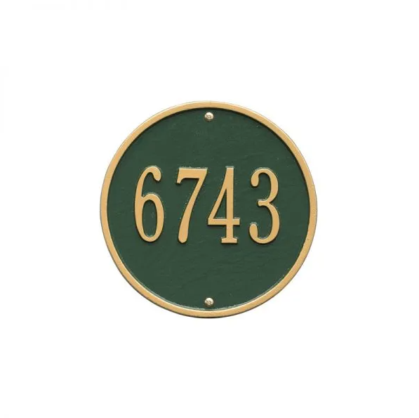 Whitehall 1033 Arch Marker Estate Lawn Address Plaque in Green and Gold