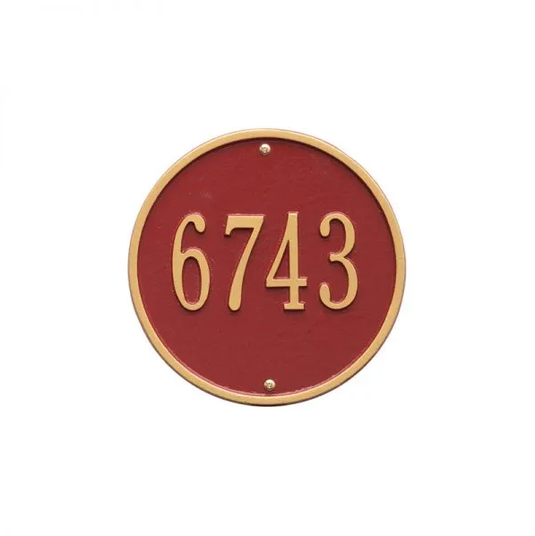 Whitehall 1033 Arch Marker Estate Lawn Address Plaque in Red and Gold