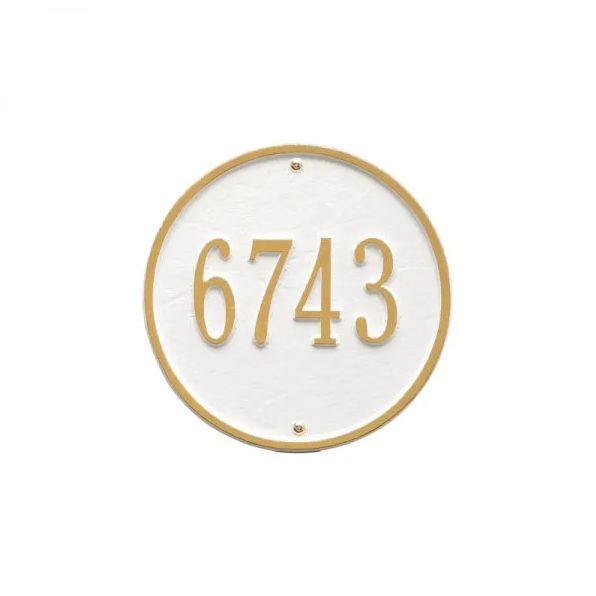 Whitehall 1033 Arch Marker Estate Lawn Address Plaque in White and Gold