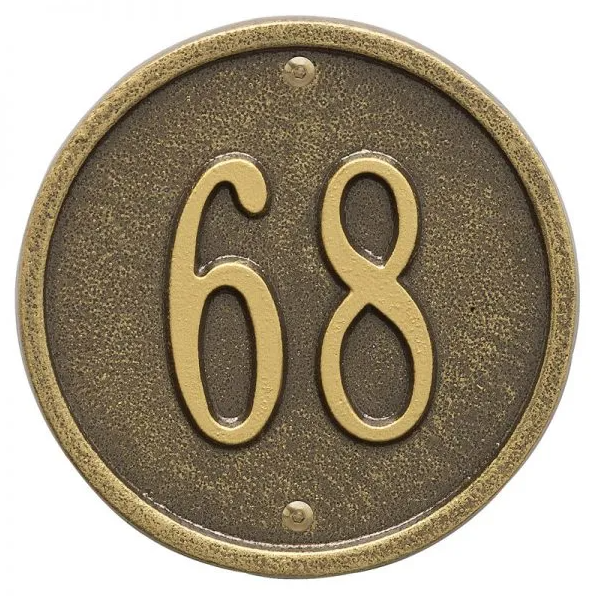Whitehall 1034 Arch Marker Estate Lawn Address Plaque in Antique Brass