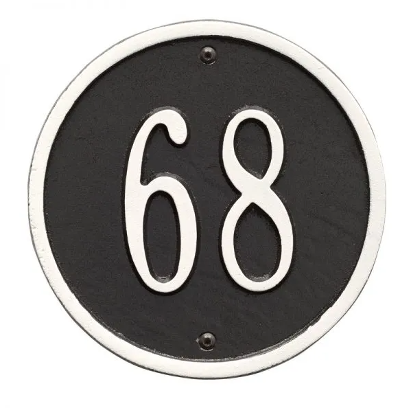 Whitehall 1034 Arch Marker Estate Lawn Address Plaque in Black and White