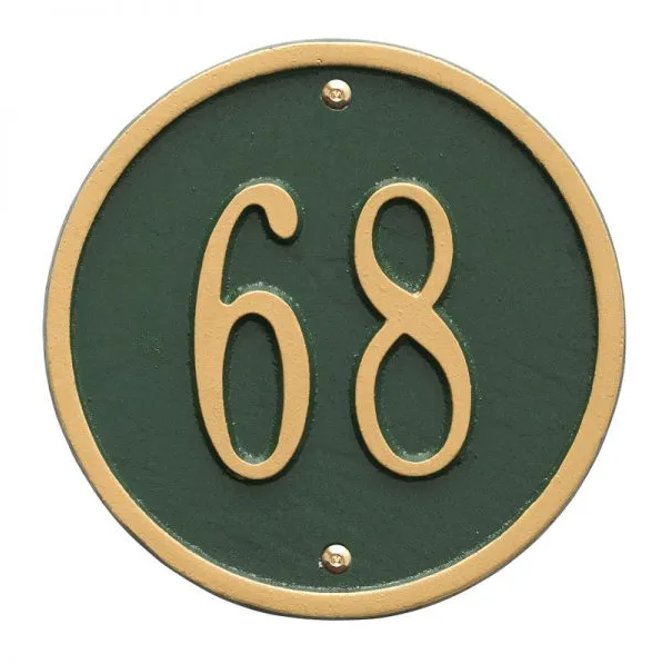 Whitehall 1034 Arch Marker Estate Lawn Address Plaque in Green and Gold
