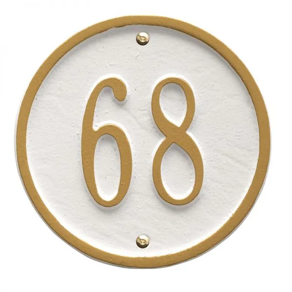 Whitehall 1034 Arch Marker Estate Lawn Address Plaque in White and Gold