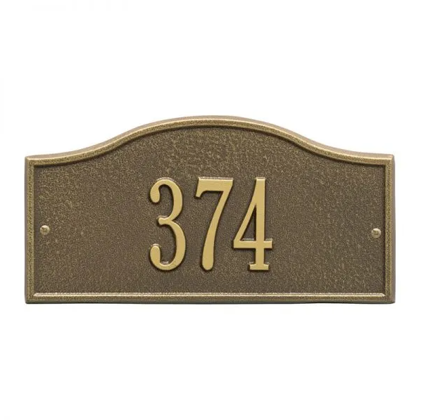 Whitehall 1052 Arch Marker Estate Lawn Address Plaque in Antique Brass