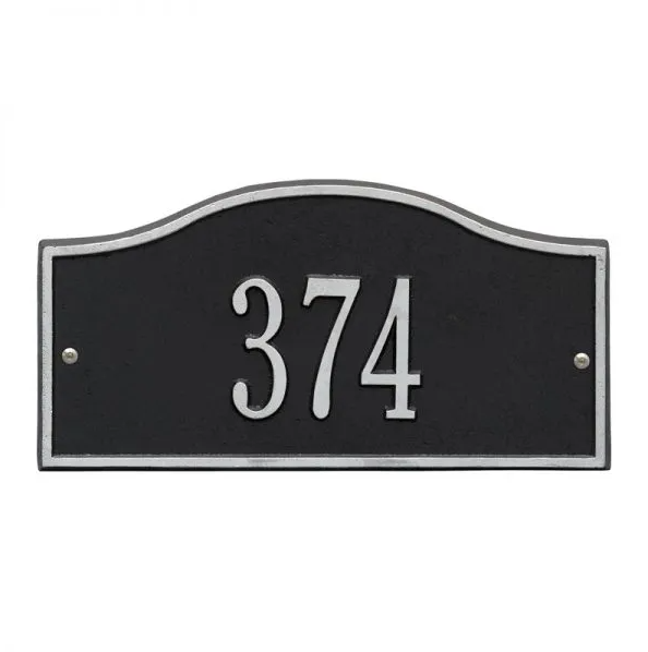 Whitehall 1052 Arch Marker Estate Lawn Address Plaque in Black and Silver