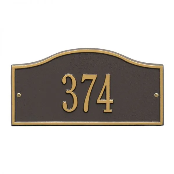 Whitehall 1052 Arch Marker Estate Lawn Address Plaque in Bronze and Gold