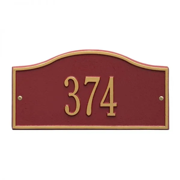 Whitehall 1052 Arch Marker Estate Lawn Address Plaque in Red and Gold