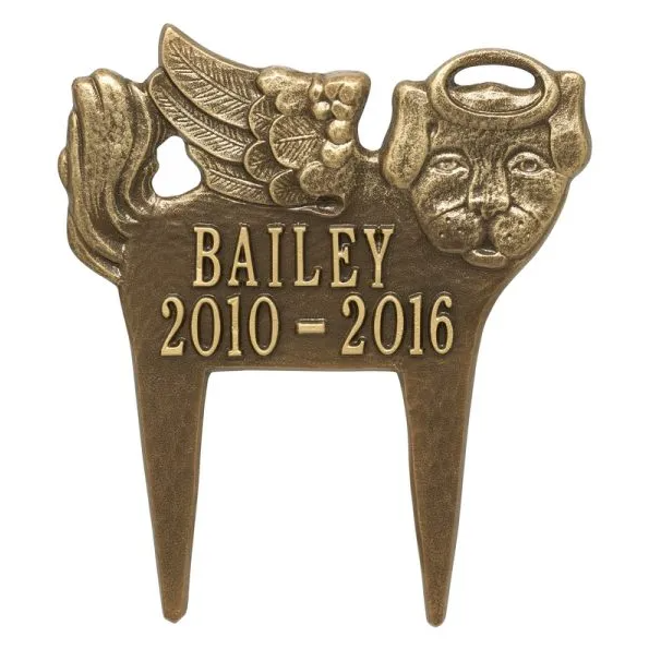 Whitehall 1011 Standard Lawn Pet Memorial in Antique Brass