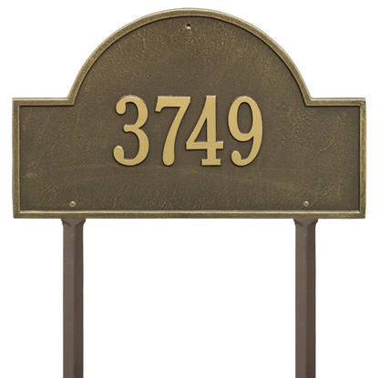 Whitehall 1101 Arch Marker Estate Lawn Address Plaque in Antique Brass
