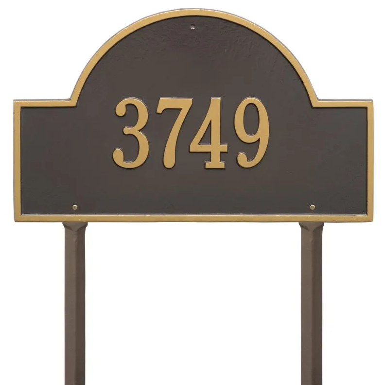 Whitehall 1101 Arch Marker Estate Lawn Address Plaque in Bronze and Gold