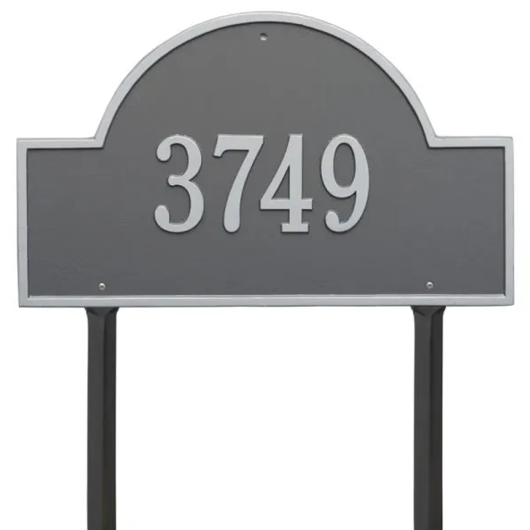 Whitehall 1101 Arch Marker Estate Lawn Address Plaque in Pewter and Silver