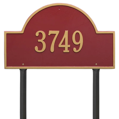 Whitehall 1101 Arch Marker Estate Lawn Address Plaque in Red and Gold