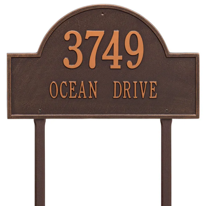 Whitehall 1102 Arch Marker Estate Lawn Address Plaque in Antique Copper
