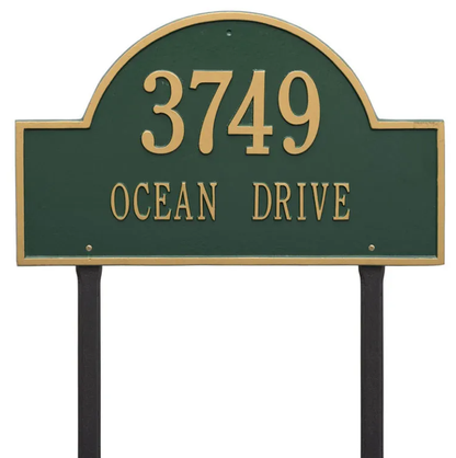 Whitehall 1102 Arch Marker Estate Lawn Address Plaque in Green and Gold