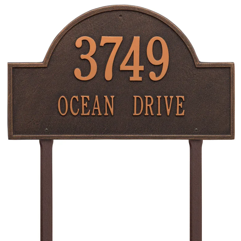 Whitehall 1102 Arch Marker Estate Lawn Address Plaque in Oil Rubbed Bronze