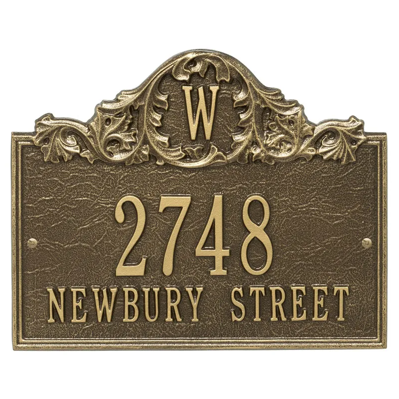 Whitehall 1104 Arch Marker Estate Lawn Address Plaque in Antique Brass