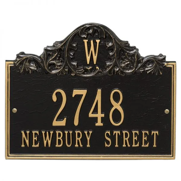 Whitehall 1104 Arch Marker Estate Lawn Address Plaque in Black and Gold