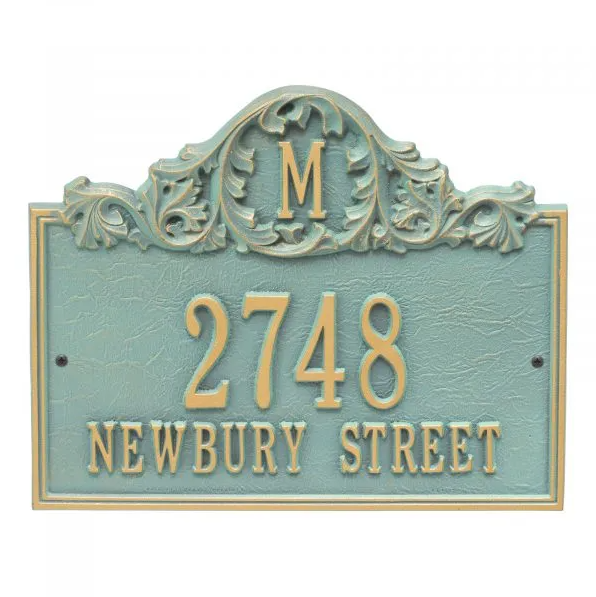 Whitehall 1104 Arch Marker Estate Lawn Address Plaque in Bronze Verdigris