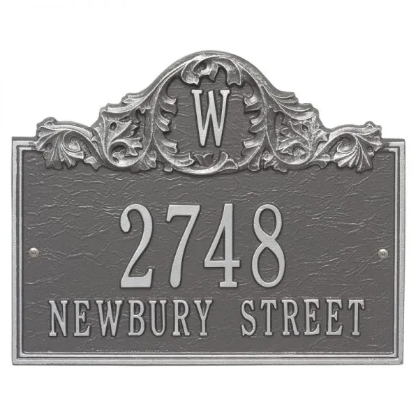 Whitehall 1104 Arch Marker Estate Lawn Address Plaque in Pewter and Silver
