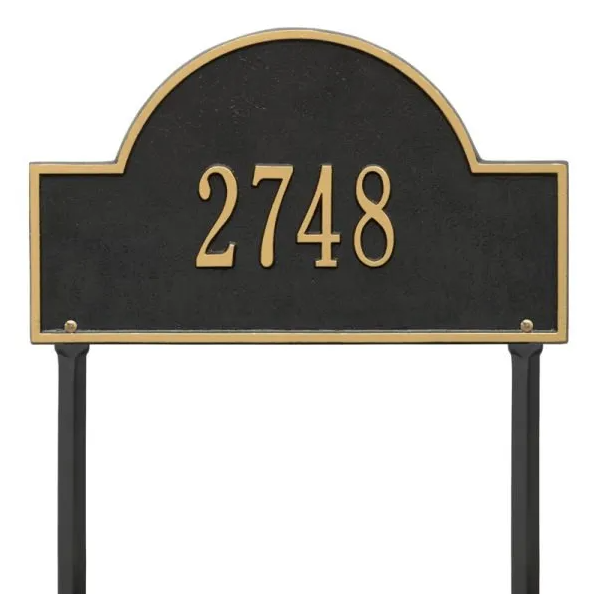 Whitehall 1105 Arch Marker Estate Lawn Address Plaque in Black and Gold