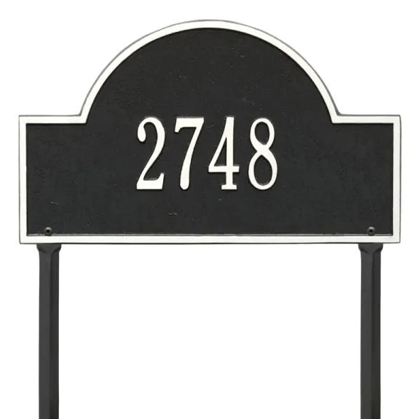 Whitehall 1105 Arch Marker Estate Lawn Address Plaque in Black and White