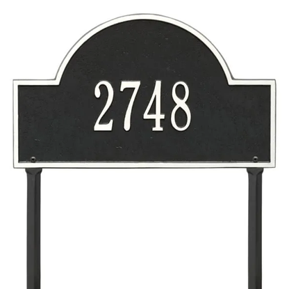 Whitehall 1105 Arch Marker Estate Lawn Address Plaque in Black and White