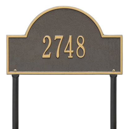 Whitehall 1105 Arch Marker Estate Lawn Address Plaque in Bronze Gold