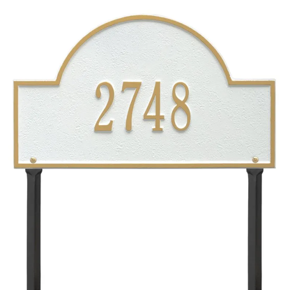 Whitehall 1105 Arch Marker Estate Lawn Address Plaque in White and Gold