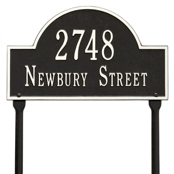 Whitehall 1106 Arch Marker Estate Lawn Address Plaque in Black and White