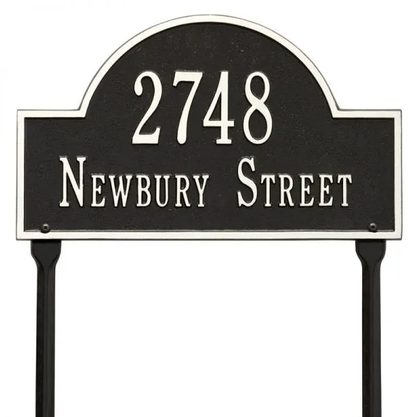 Whitehall 1106 Arch Marker Estate Lawn Address Plaque in Black and White