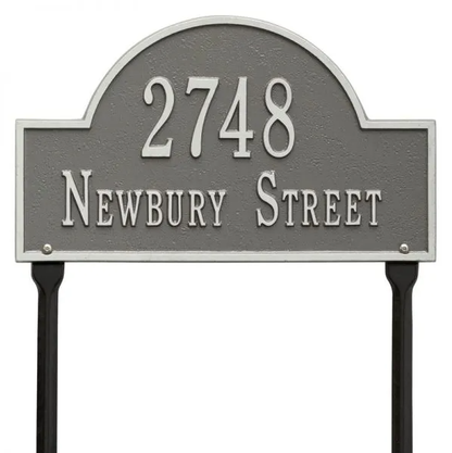Whitehall 1106 Arch Marker Estate Lawn Address Plaque in Pewter and Silver