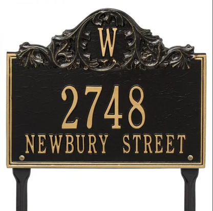 Whitehall 1109 Arch Marker Estate Lawn Address Plaque in Black and Gold