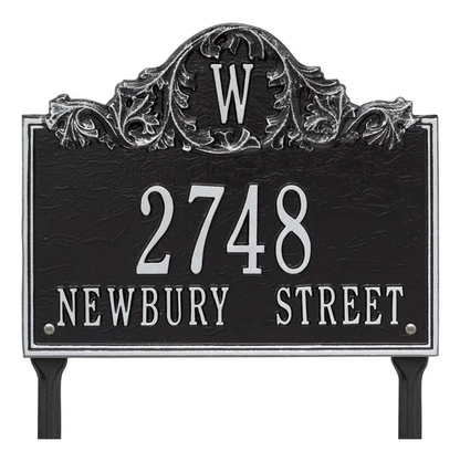 Whitehall 1109 Arch Marker Estate Lawn Address Plaque in Black and Silver