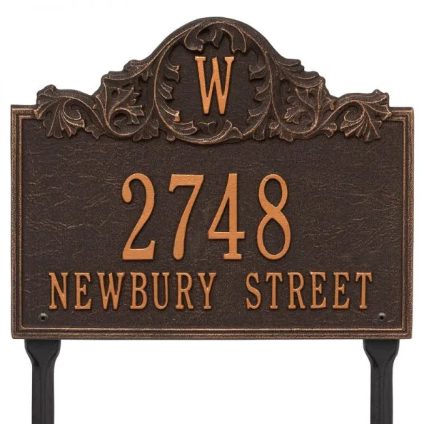 Whitehall 1109 Arch Marker Estate Lawn Address Plaque in Oil Rubbed Bronze