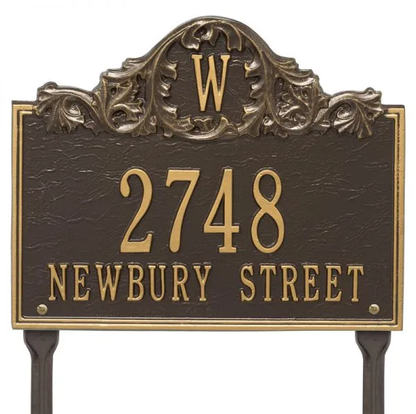 Whitehall 1109 Arch Marker Estate Lawn Address Plaque in Bronze and Gold
