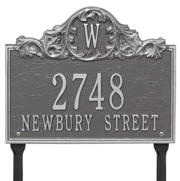 Whitehall 1109 Arch Marker Estate Lawn Address Plaque in Pewter and Silver