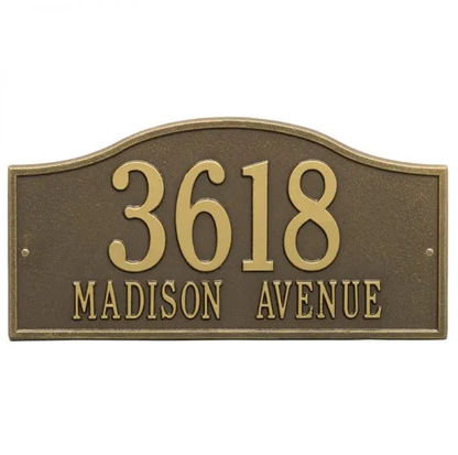 Whitehall 1117 Arch Marker Estate Lawn Address Plaque in Antique Brass