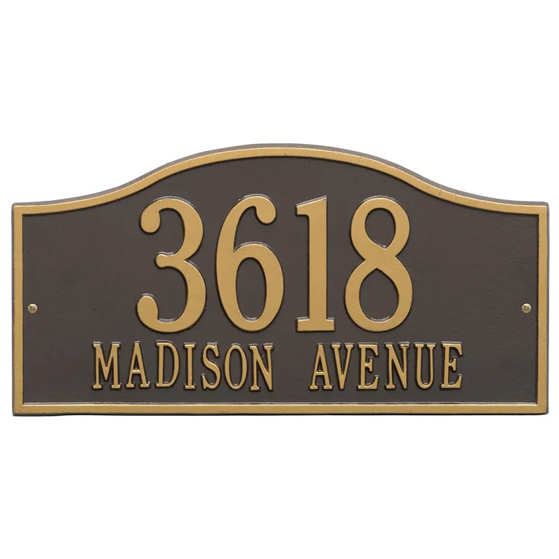  Whitehall 1117 Arch Marker Estate Lawn Address Plaque in Bronze and Gold
