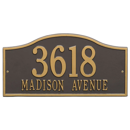  Whitehall 1117 Arch Marker Estate Lawn Address Plaque in Bronze and Gold