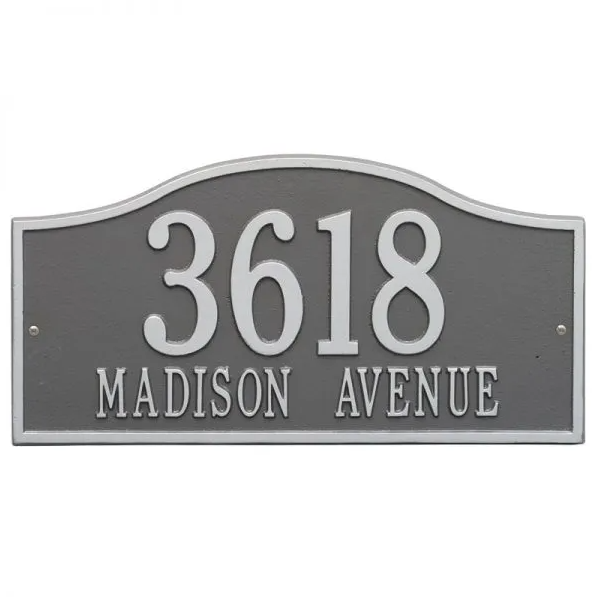 Whitehall 1117 Arch Marker Estate Lawn Address Plaque in Pewter and Silver