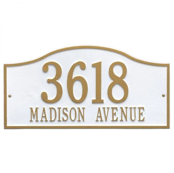 Whitehall 1117 Arch Marker Estate Lawn Address Plaque in White and Gold