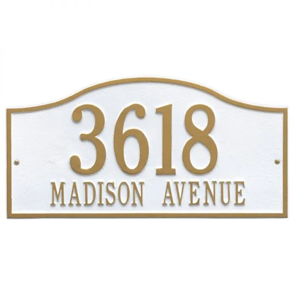 Whitehall 1117 Arch Marker Estate Lawn Address Plaque in White and Gold
